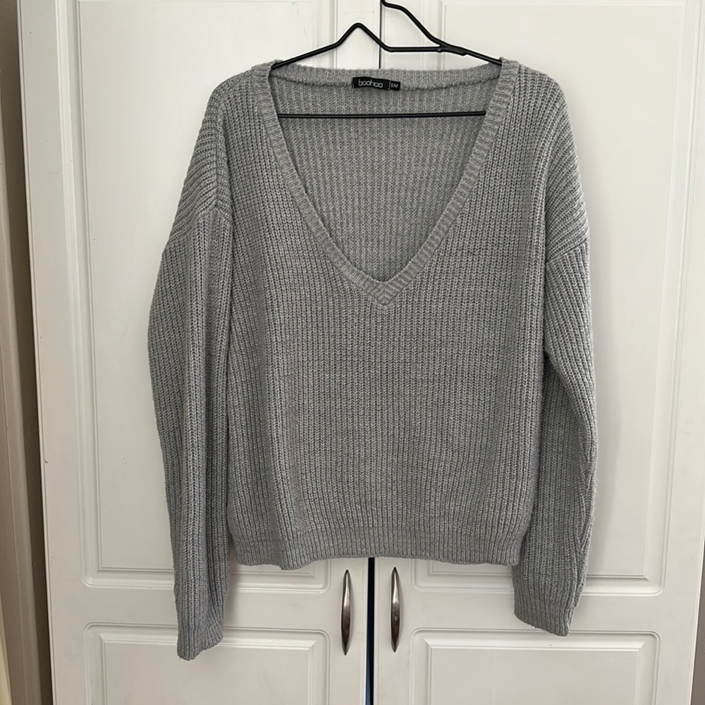 Gray knit sweater